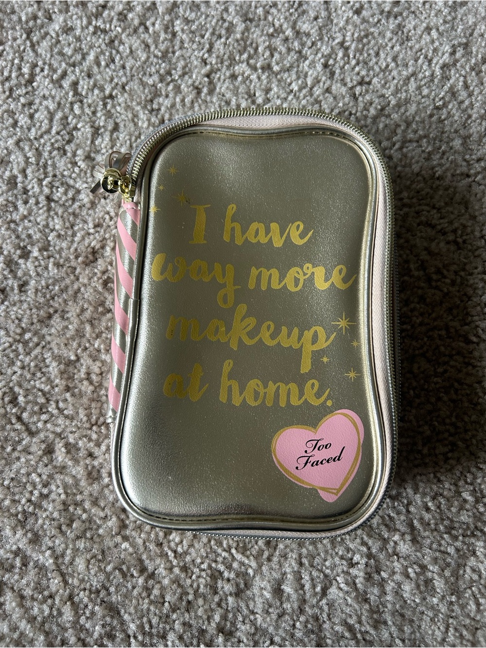 Too Faced Gold with Pink Accent Makeup Organizer Pouch